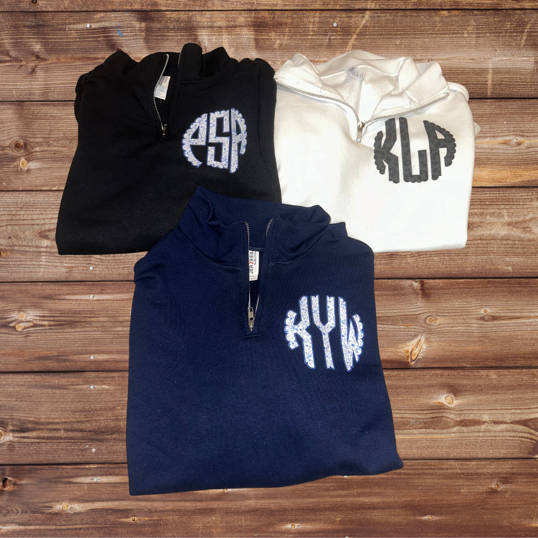 Initial fleece zips