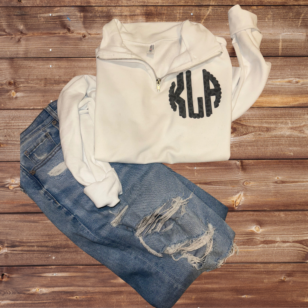 Initial fleece zips