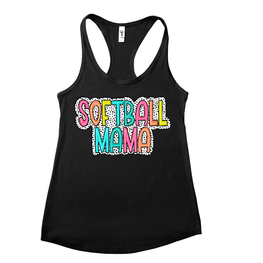 Bright Doodle Tank Softball mama