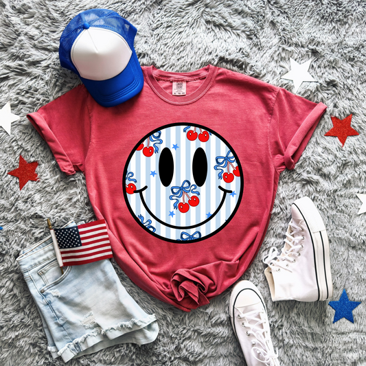 Patriotic Cherry Smiley Tee